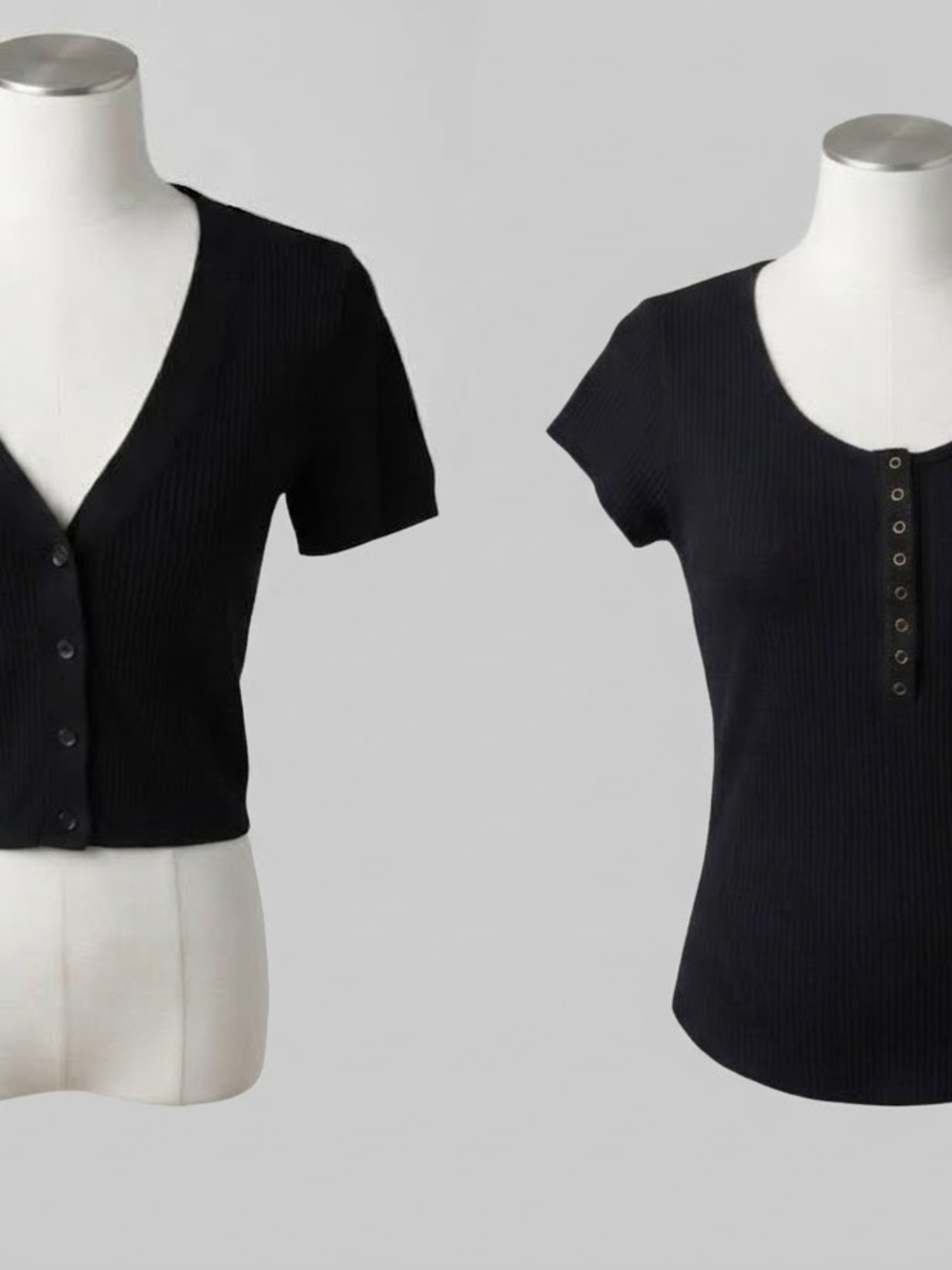 Black Ribbed Button-Front & Henley Twin Pack - Free People